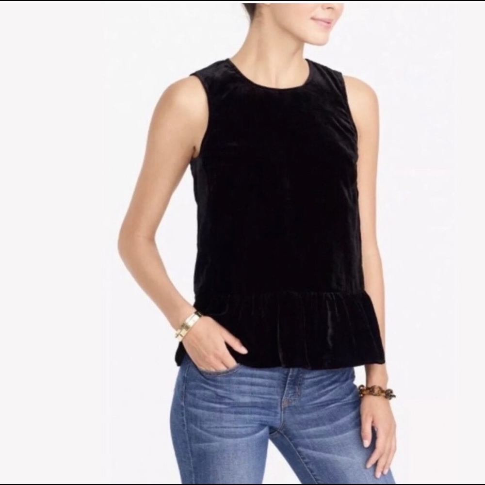 Black velvet peplum tank from jcrew